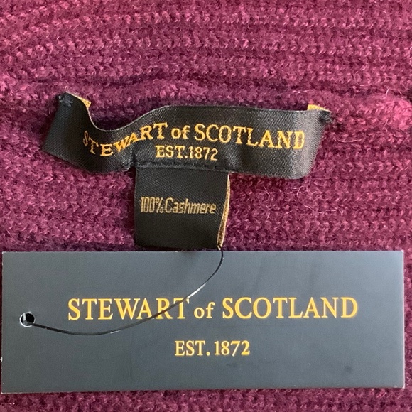 Stewart of Scotland Ribbed 100 % Cashmere Knit Hat Beanie in Burgundy NWT - Picture 6 of 9